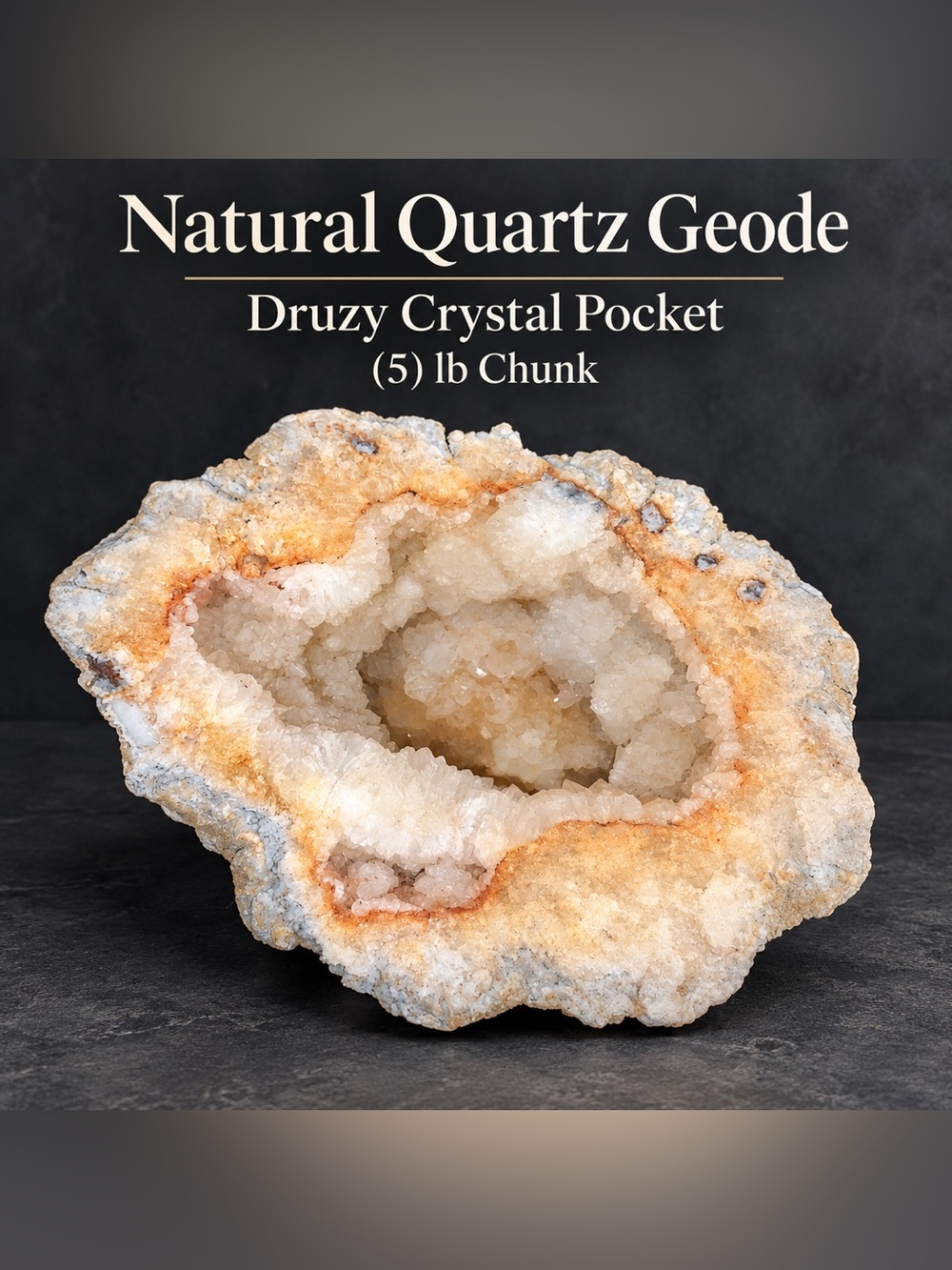 Natural Quartz Geode / Druzy Crystal Pocket – 5 lb Chunk